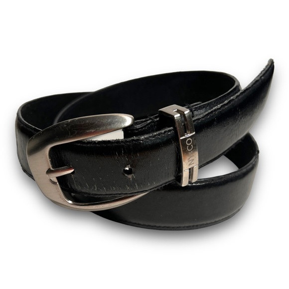 NEW YORK & CO BLACK FAUX LEATHER BELT 35x1.5” - Picture 1 of 4